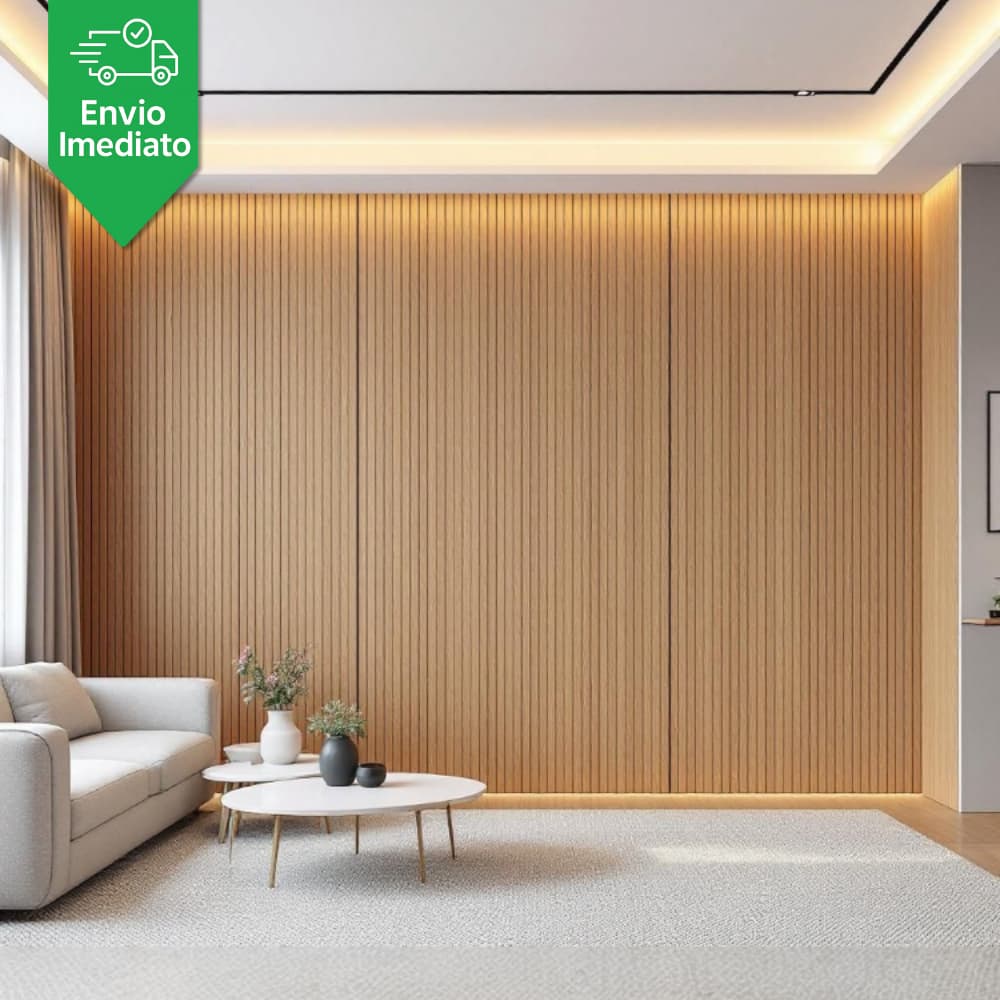 Kit 50 Placas Ripadas em Painel MDF Premium Adesivo Decorativo para Quarto Cozinha Sala - ENVIO FULL