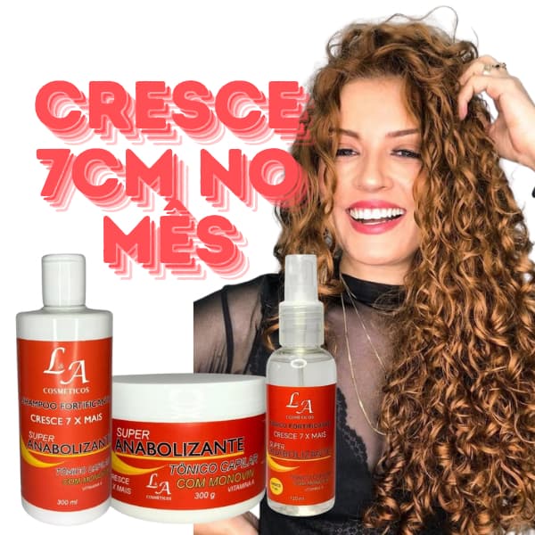 Kit Completo Anabolizante Capilar Cabelos Cacheados Cresce Até 7cm Mês Ação Fortificante Original