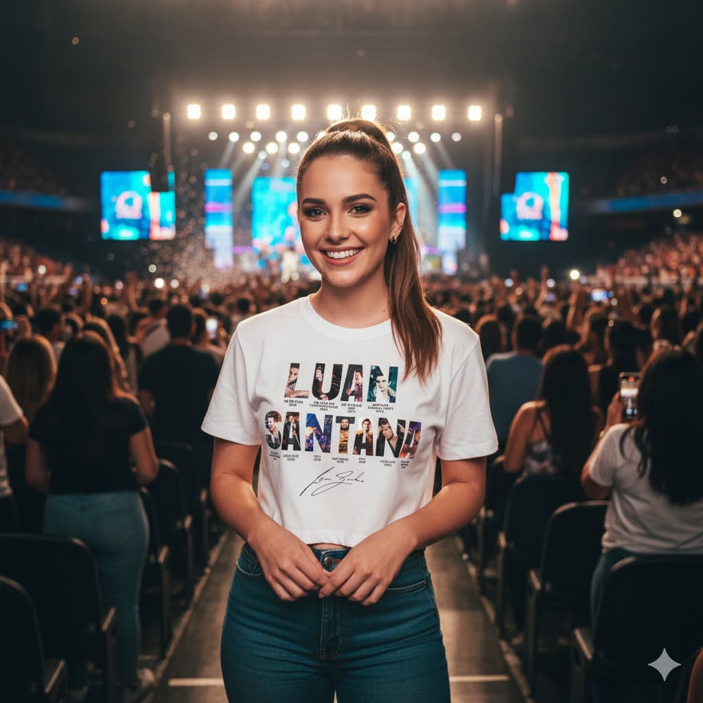 CROPPED FEMININO ESTAMPADO LUAN SANTANA ASSINATURA ROUPA SHOW