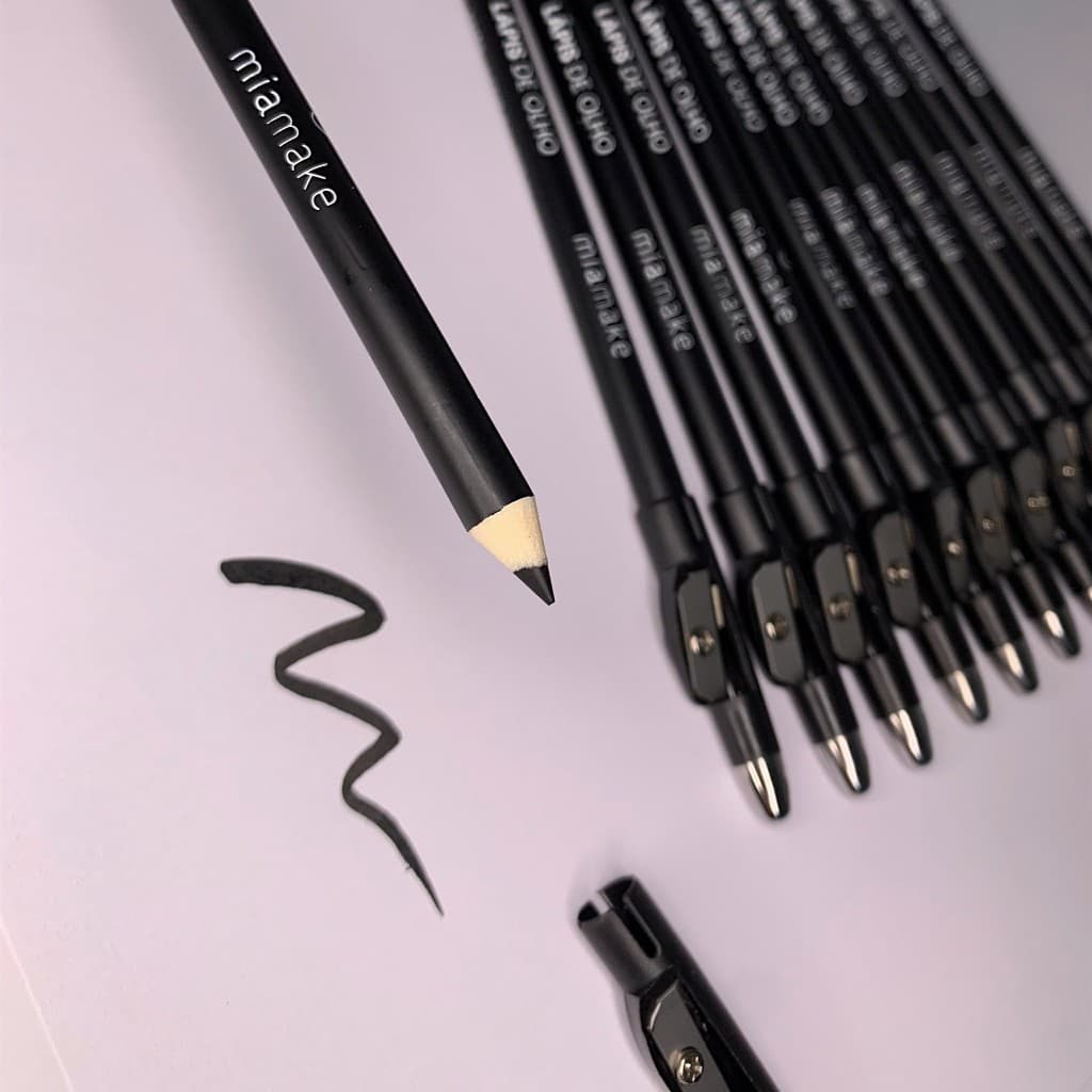 Kit 12 Lapis de olho Preto - Mia make - Com apontador | 12 unidades | Maquiagem - Atacado - Revenda