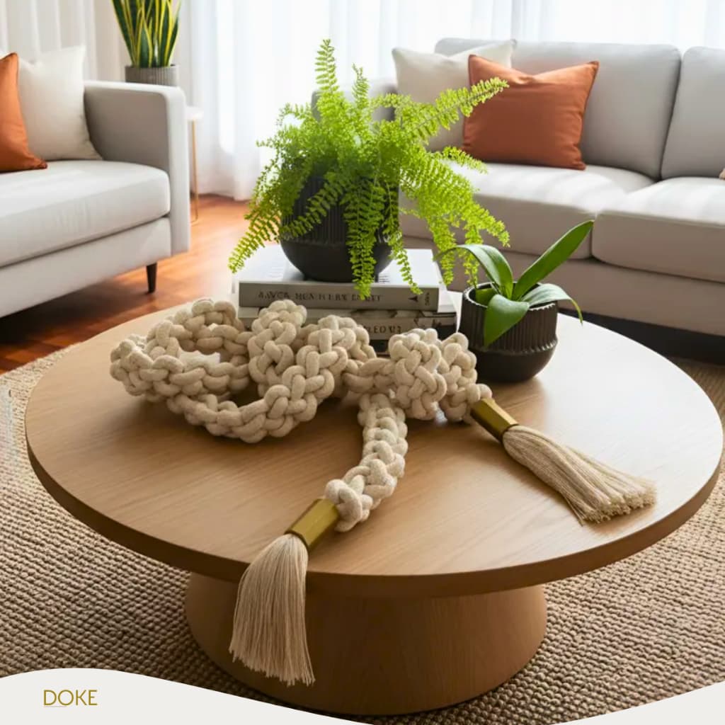 Colar de Mesa Trançado Macramê 2m20cm. Corrente Decorativa Artesanal p/ Decorar Sala e Casa