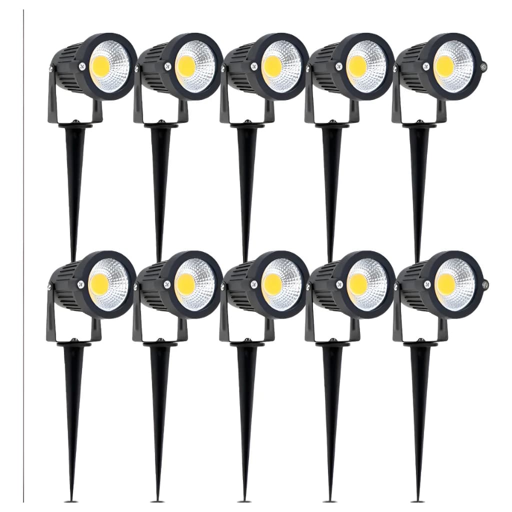 Kit 10 Luminária Espeto Jardim Led 7w Prova Dágua IP65 Externo 6500k lúmens Branco quente e verde