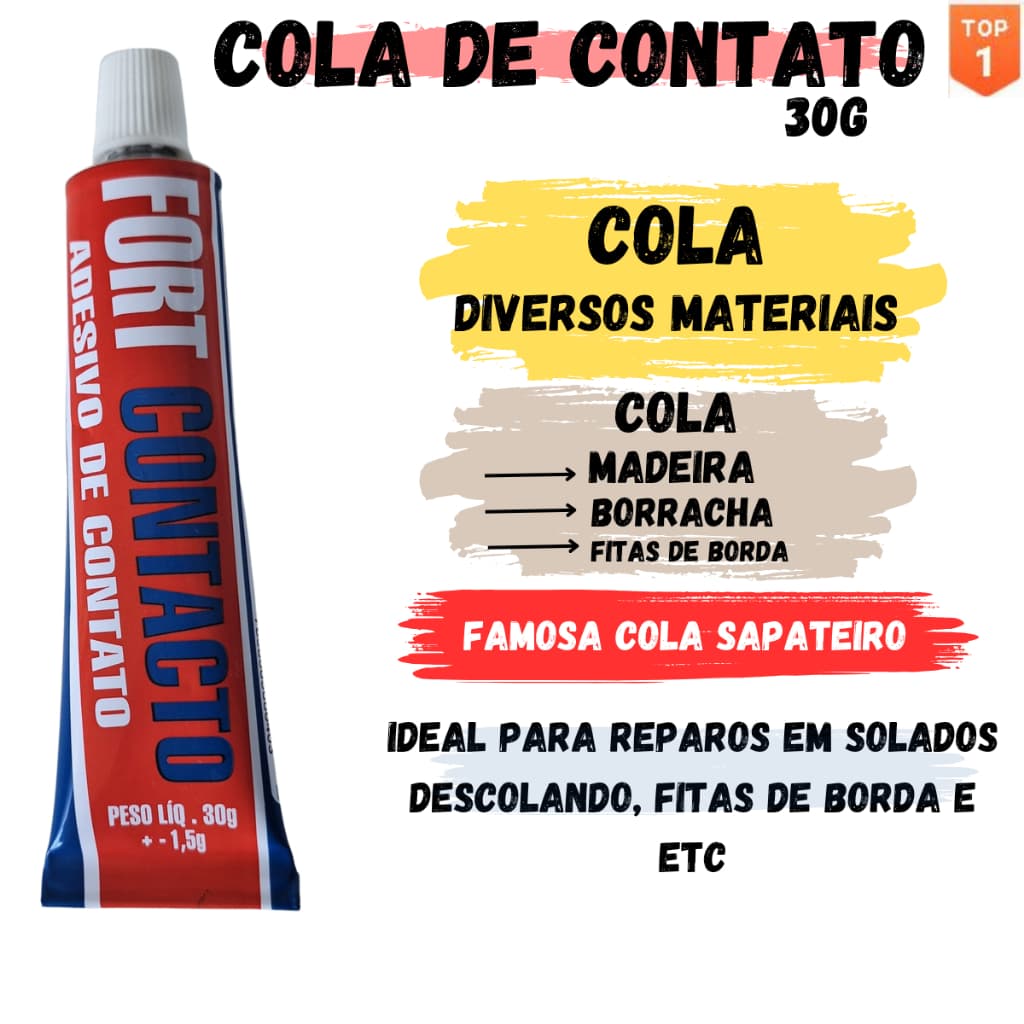 Cola de Contato Fort Contacto 30g – Ideal para Sapato, Sola, Couro, Madeira, Plástico e Mais!