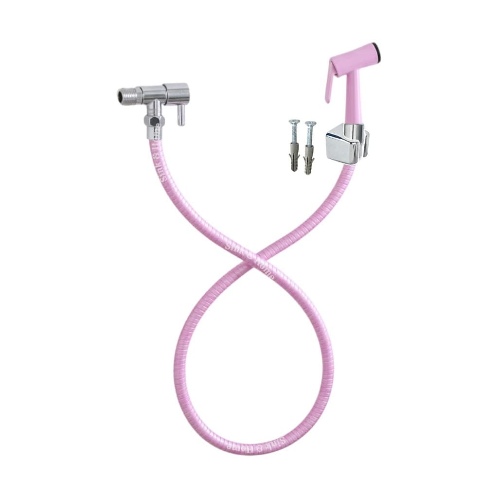 Ducha Higiênica de Água Fria Cor Rosa Inox 1,20 Metros