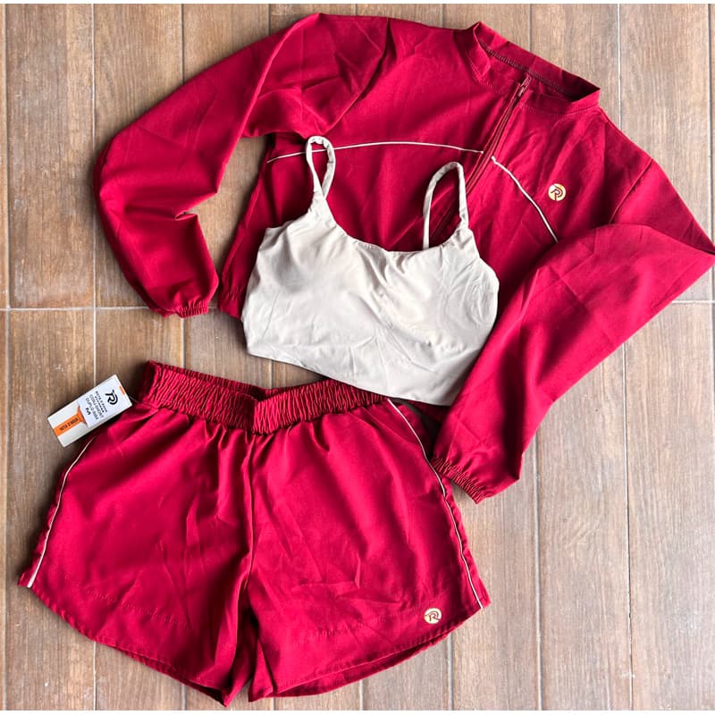 Conjunto Feminino 3 Peças – Casaco + Top + Short Duplo