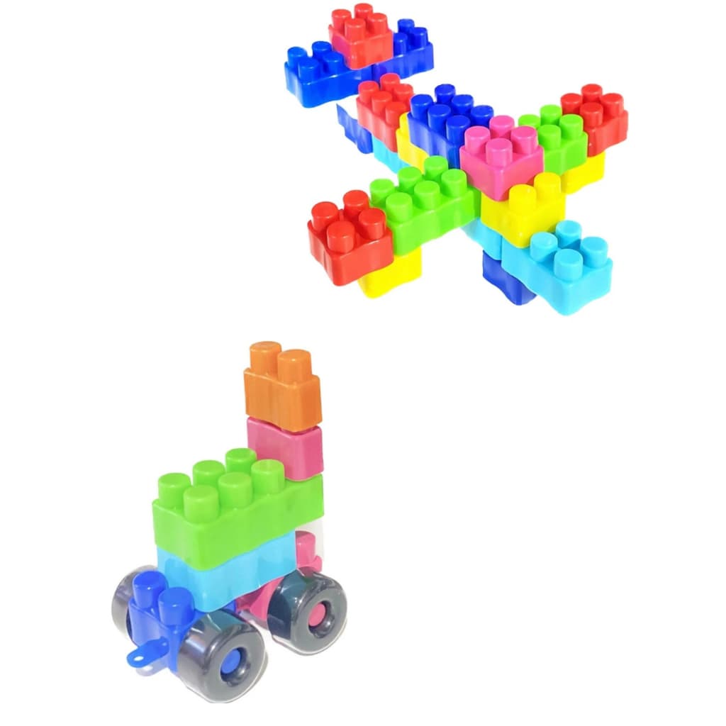 Peças de montas 104 Multiblocos Colorido Infantil + Rodinhas