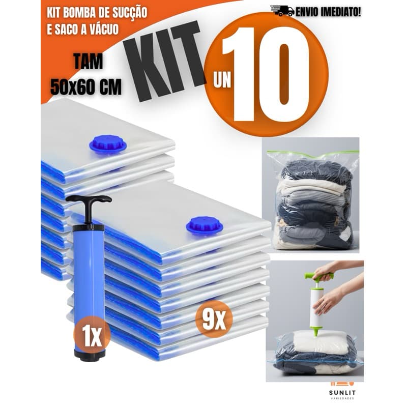 Kit Bomba de Sucção + Saco a Vácuo 50x60 – Praticidade, Proteção e Economia de Espaço
