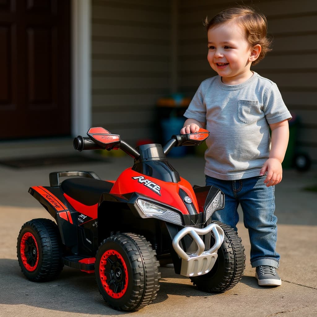 Mini Quadriciclo Elétrico Infantil Vermelho Para Crianças de 2 a 3 anos Brinquedo Motorizado Bateria