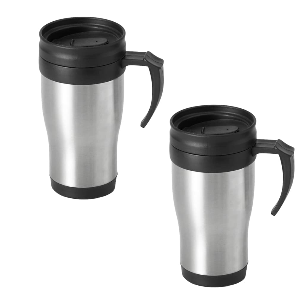 Kit 2 Caneca Termica Cerveja Cafe Copo Termico Com Tampa Com Alça Inox Parede Dupla 400ml