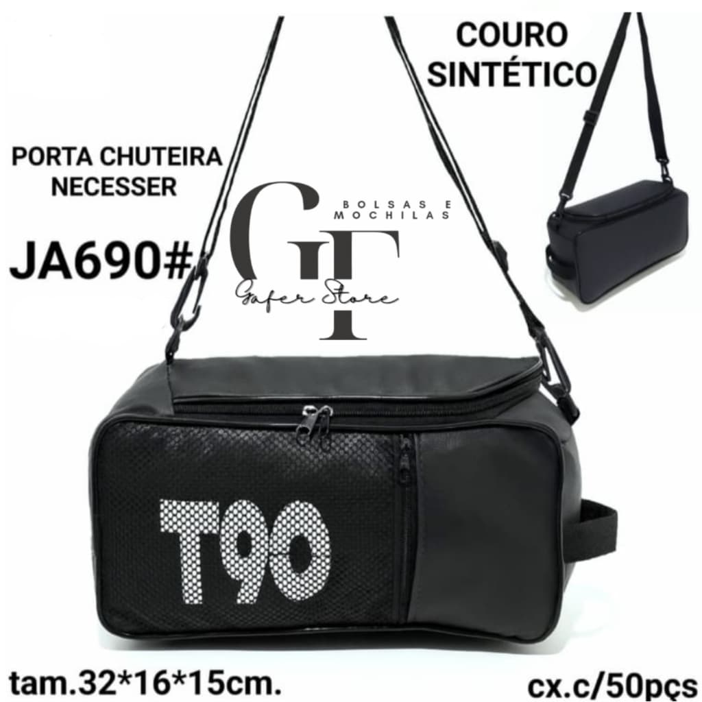 Bolsa Academia Esportes Porta Couro Tenis Sport Treino PRETA JA690