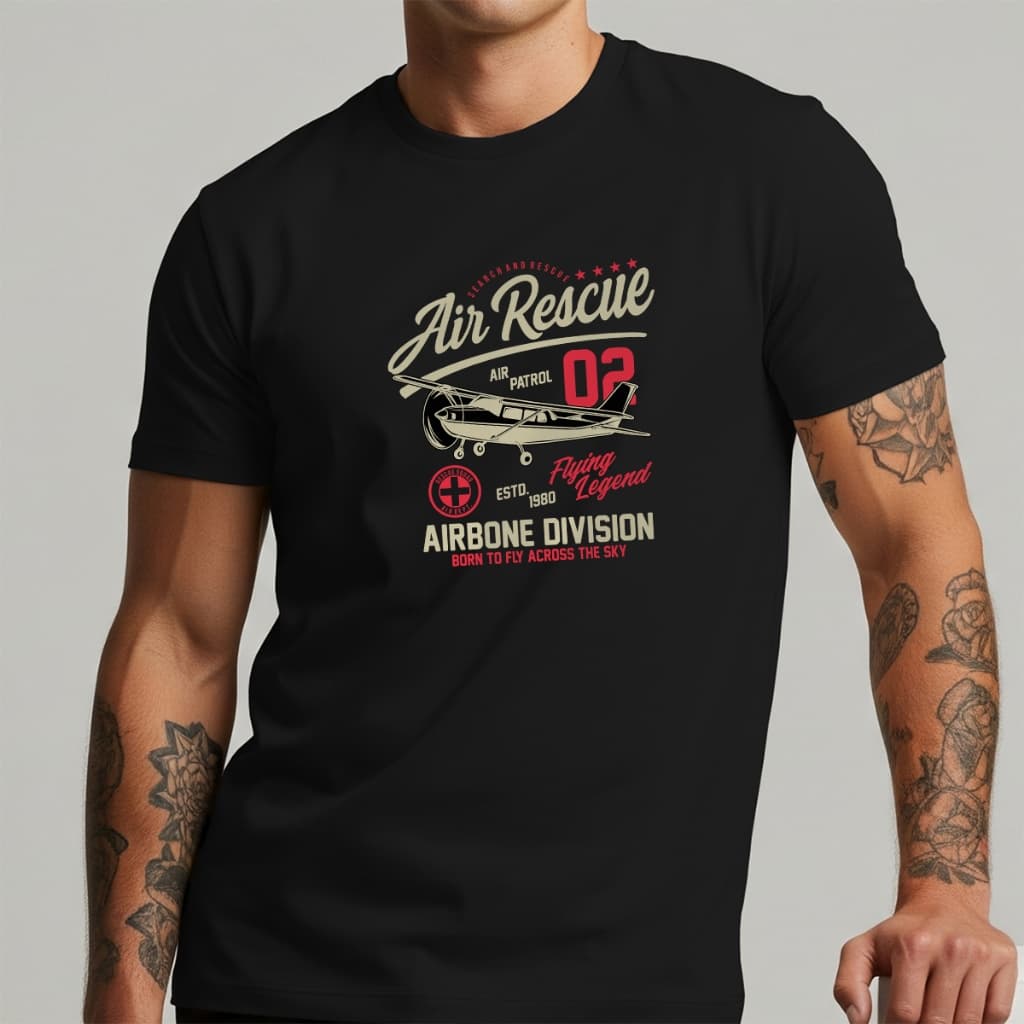 Camiseta Masculina Militar Algodao Premium Personalizada Estilo Vintage Aviador Casual