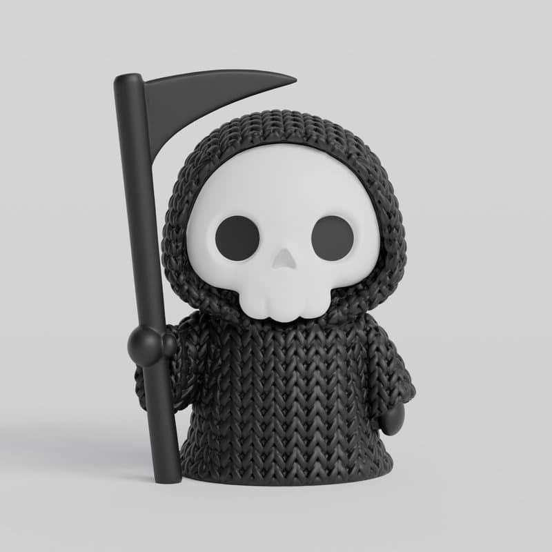 Ceifador Dona Morte de Crochê Tricô Decoração 3D Halloween