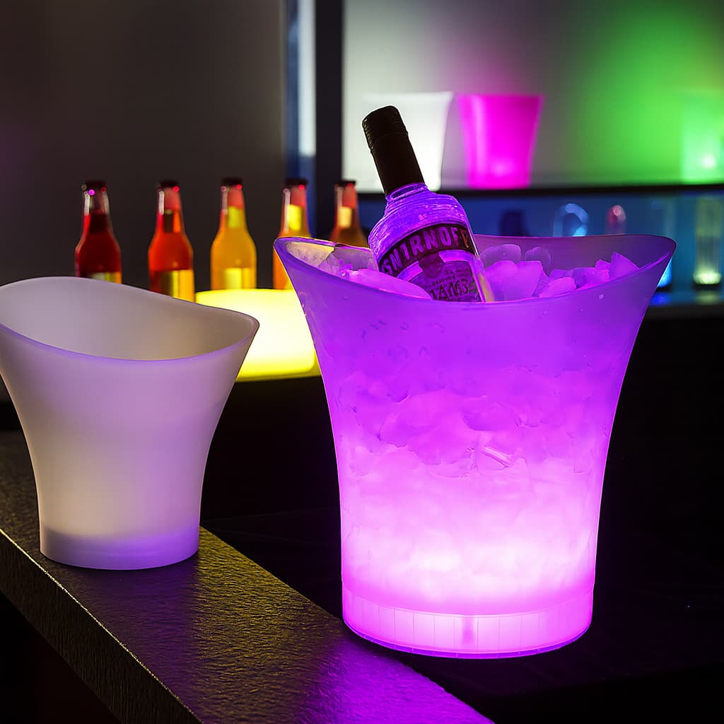 Balde Para Bebidas com LED e Caixa de Som Festas Eventos Casamentos - Branca