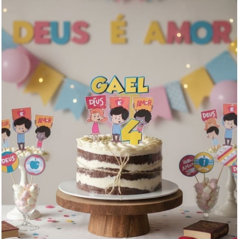 Topo de Bolo 3 Palavrinhas- Personalizado/ Aniversário/Mesversário - ENVIO RÁPIDO