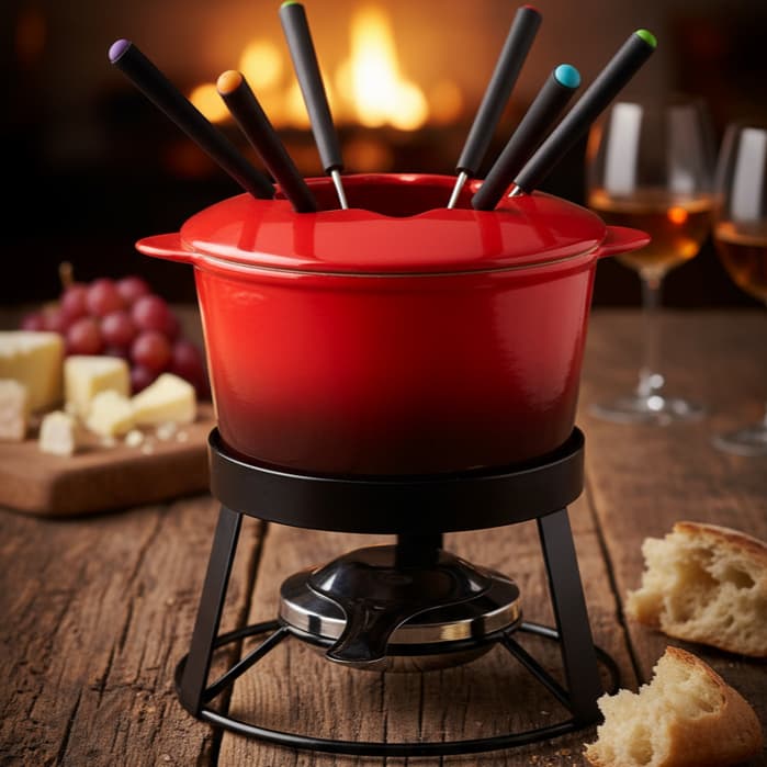 Hauskraft - Conjunto Para Fondue Aretha 11 Peças Cerâmica - Queijo - Chocolate - Morango - Pão
