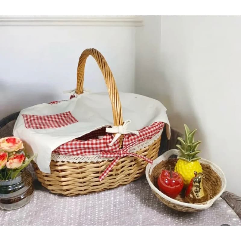 Cesta de Pequinique Redonda Com Tampa Vime Grande Oval Fotos Reais Do Produto