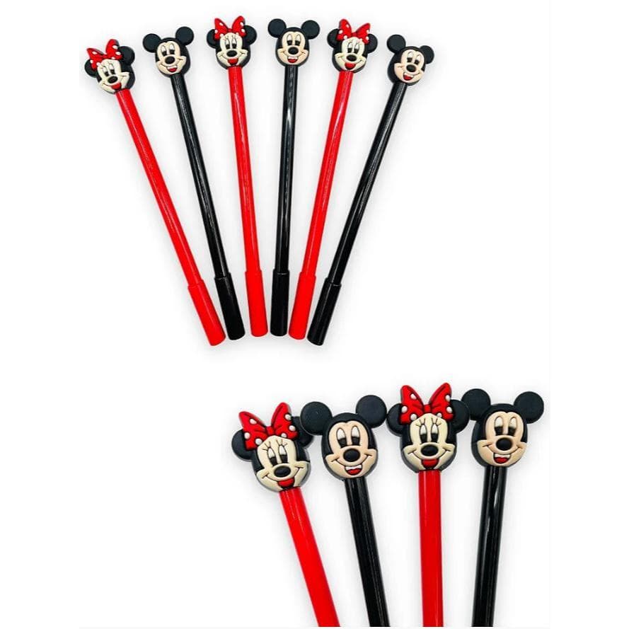 Caneta Gel Mickey e Minnie Ponta Fina 0.5 Kawaii Papelaria Fofa Material Escolar Disney - Kits 4/8/12