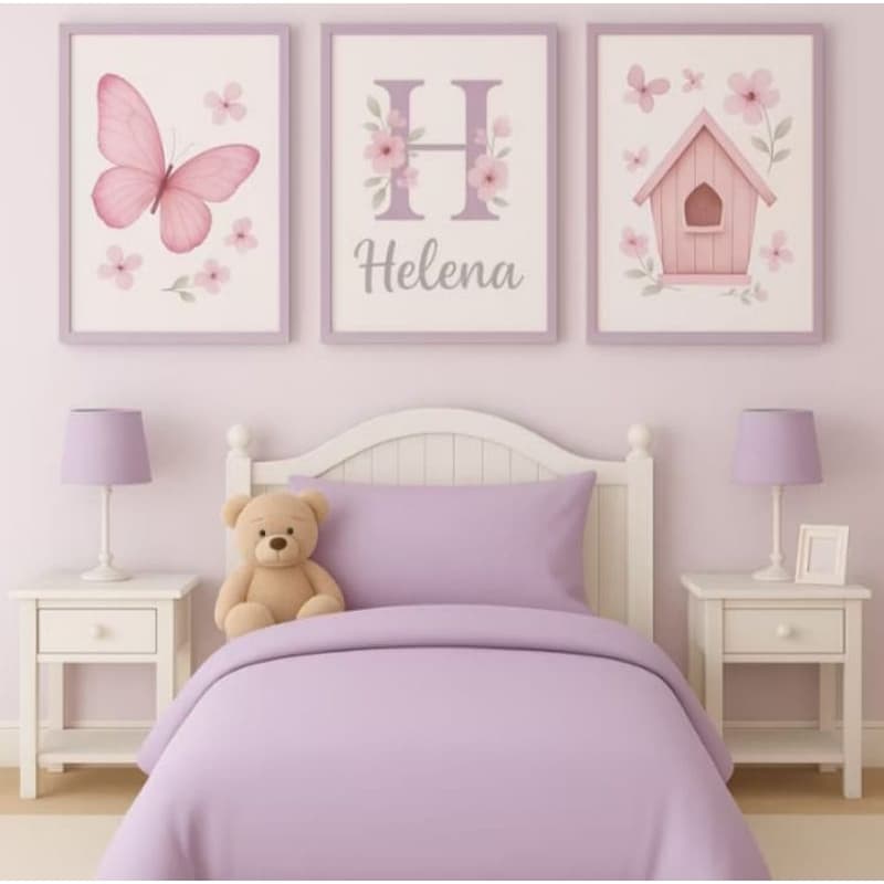 Quadro decorativo kit 3 pecas com nome sala quarto para seu laR