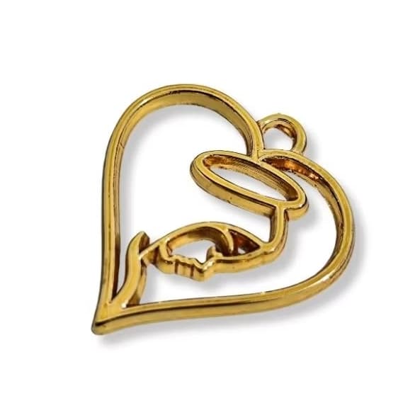 10 Pingentes Coração Nossa Senhora banho Dourado Flash Ouro
