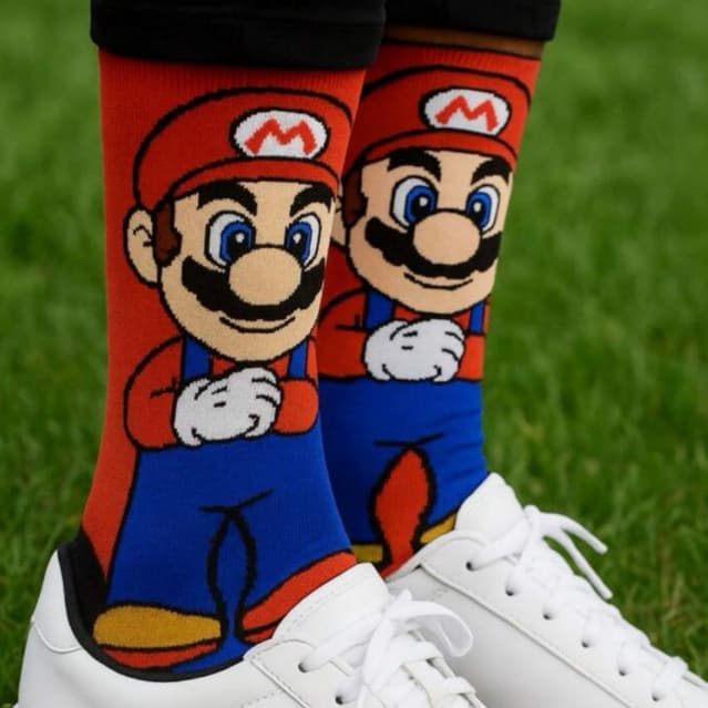 Meia Super Mario Bross Vermelha Adulto 34-43 • Confortável • Algodão Macio • Pronta Entrega!