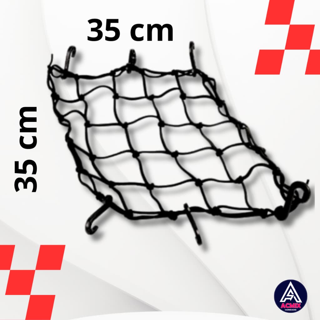 Rede Elástica Aranha Moto Bagageiro Capacete para Moto 35x35 cm Preta