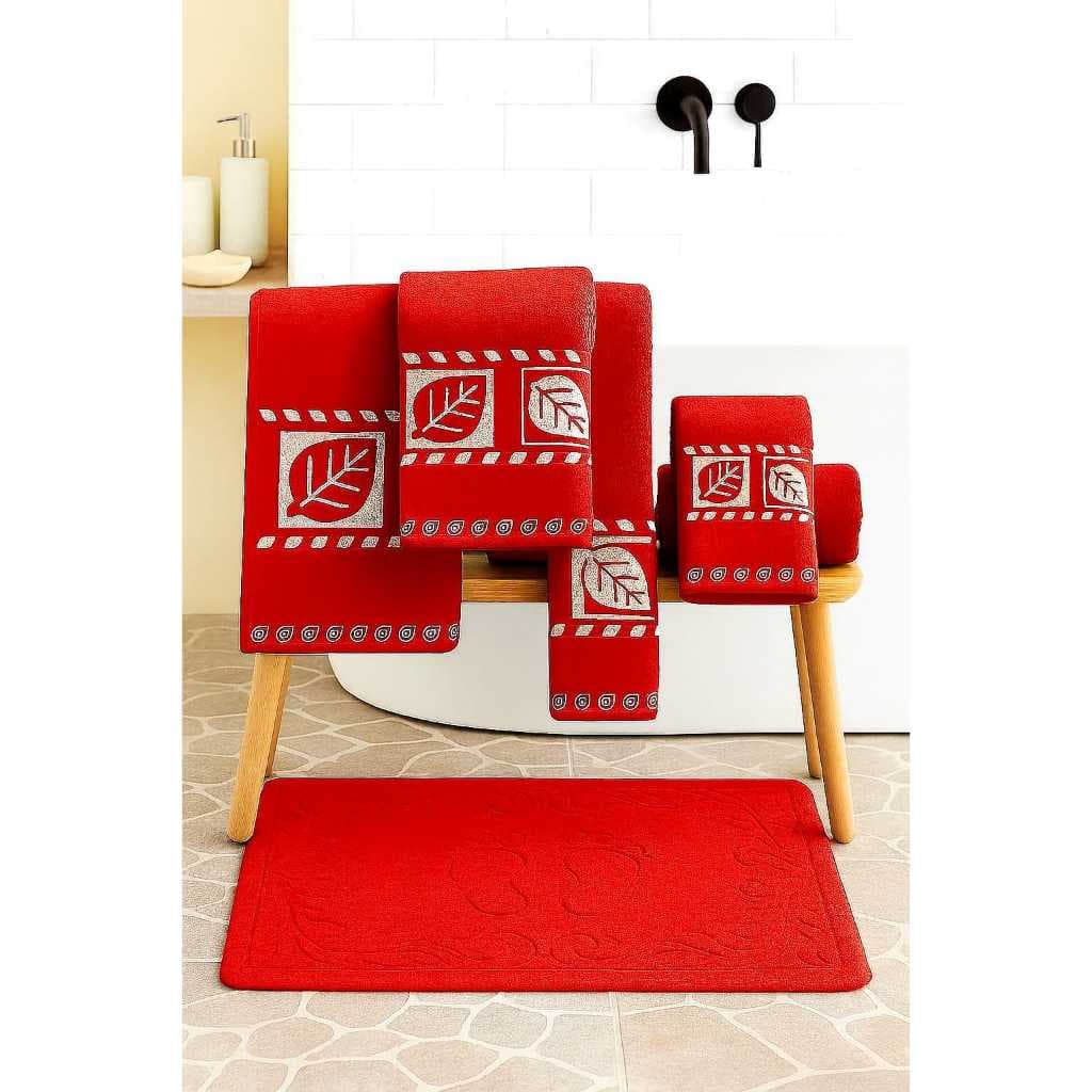 KIT JOGO DE TOALHA 5 PCS FOLHAGEM