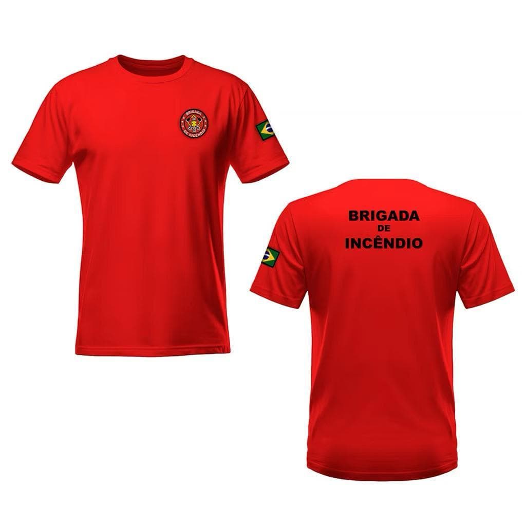 CAMISETA BRIGADA DE INCENDIO CAMISETA COM BRANDEIRA E BRASAO LETRAS PRETAS  ENTREGA IMEDIATA P M G GG ALGODAO ESTAMPA DT