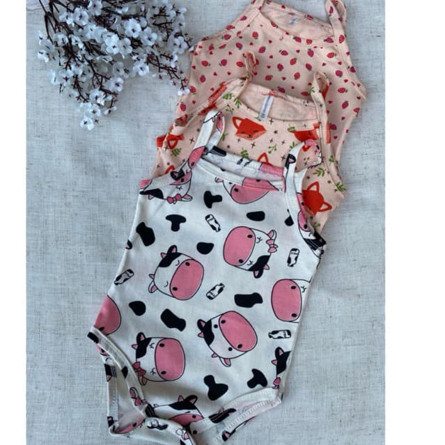 Kit com 2 Body Bebe Menina Alcinha Algodão Roupa de Bebê Conjunto Borys para Bebê do M ao GG