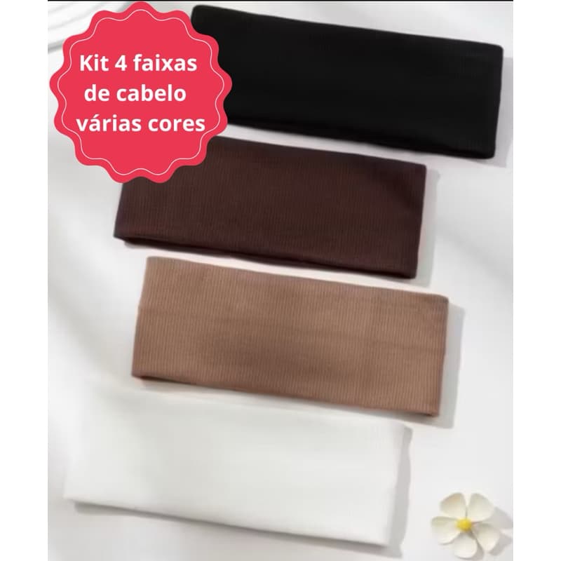 4 faixas de cabelo penteados e esportes branco, preto, marrom claro e marrom escuro