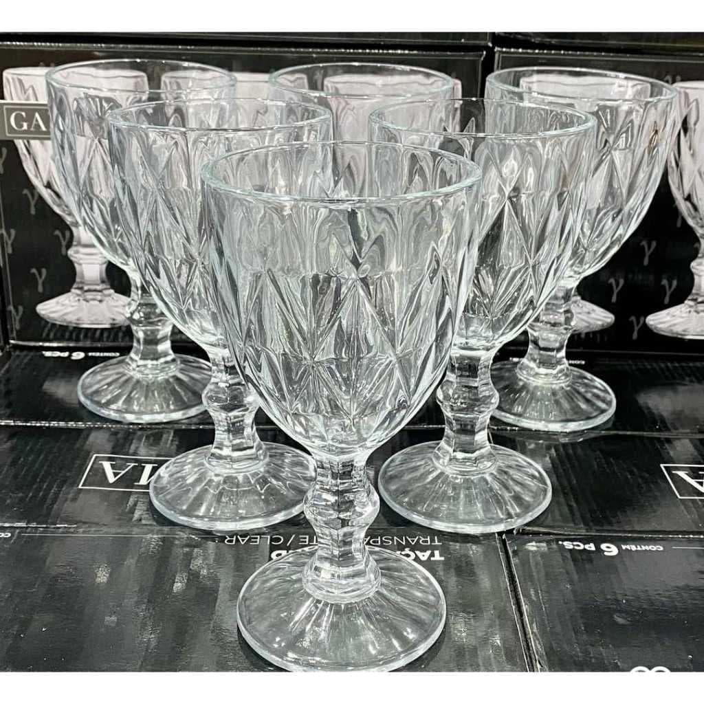 Jogo De 6 Taças De Vidro Diamond Transparente 340ml