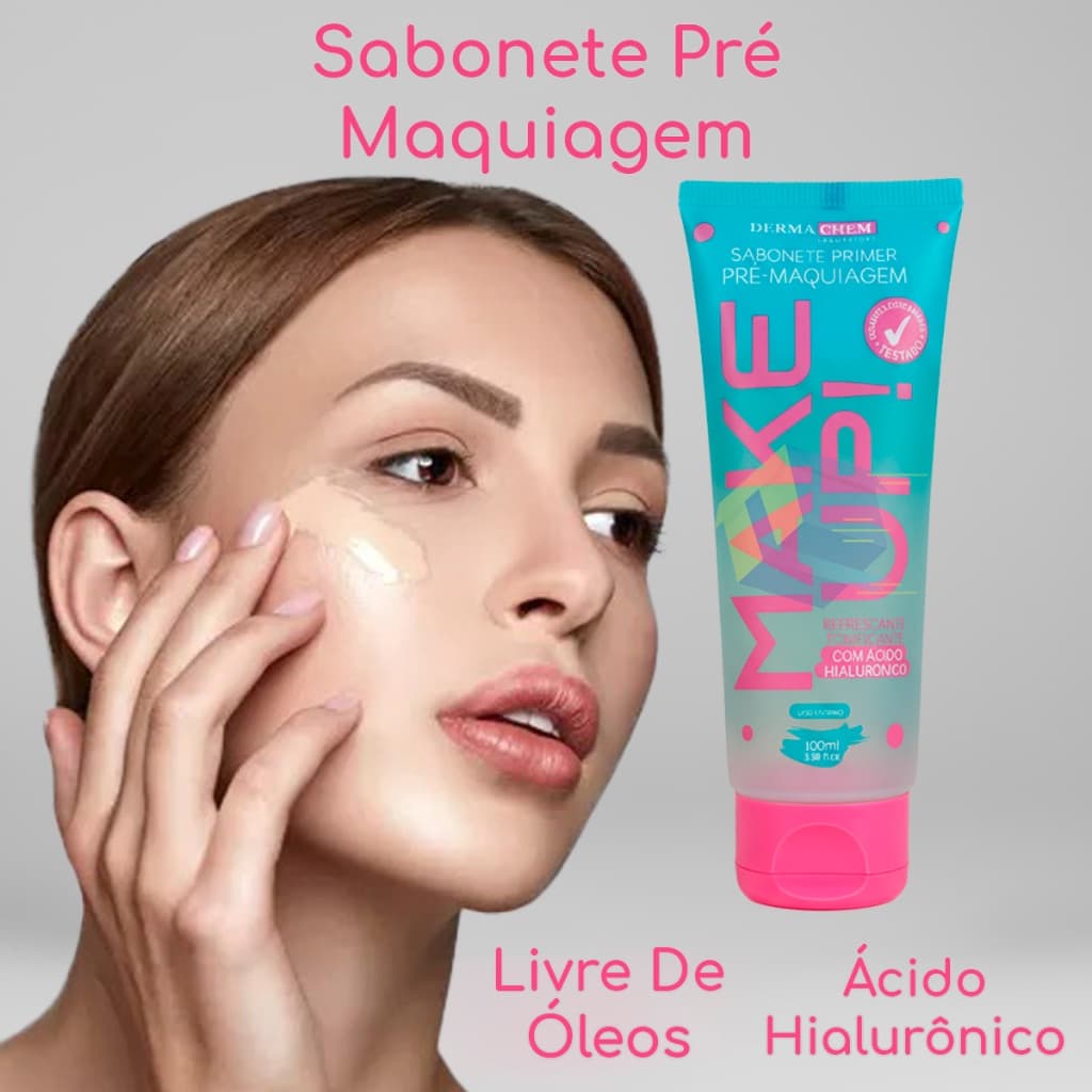 Sabonete Primer Pré Maquiagem Dermachem 100ml Com Ácido Hialurônico
