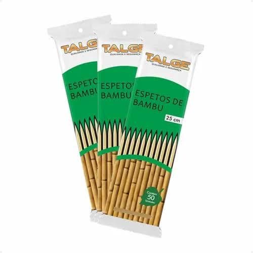 kit 5 Espetos de Bambu 25cm 50 unidades Talge – Resistentes e Ecológicos