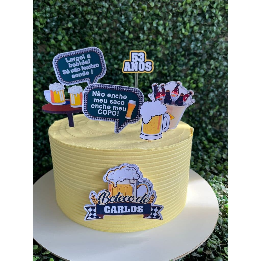 TOPO DE BOLO BOTECO – Personalizado com Nome e Idade – Festa Infantil
