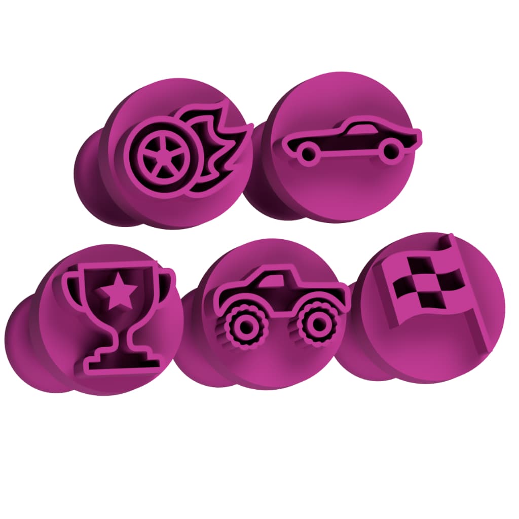 Kit Carimbos Docinhos Molde Festa Confeitaria - Hot - Wheels - Carros - Carrinhos - Trofeu - 5pçs