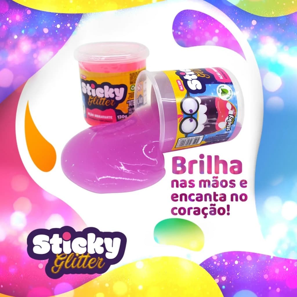 Slime Geleca Colorida com Glitter 130g Infantil Brinquedo Sensorial Sortido