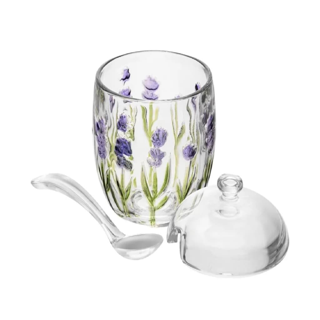 Açucareiro Lyor Lavanda com Colher e Tampa Cristal Transparente Meleira - 250 ml