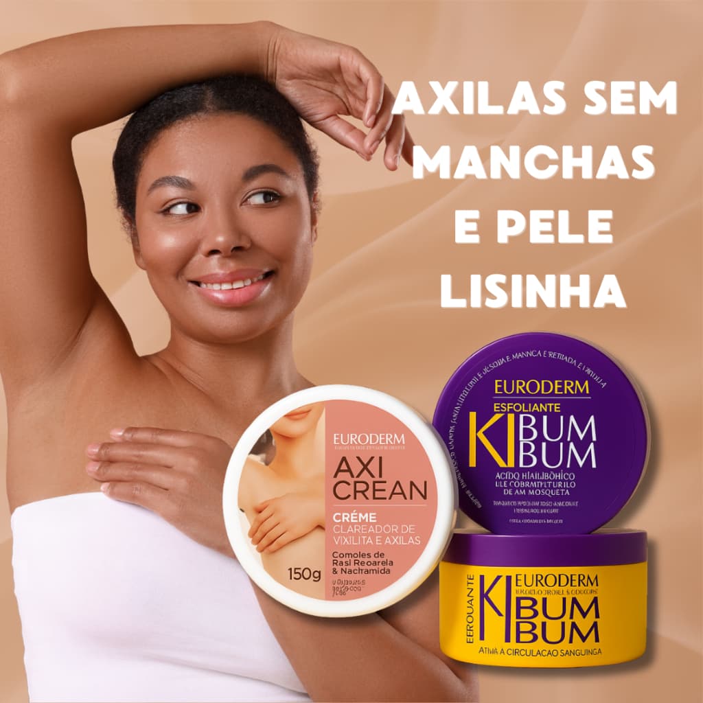 Kit Creme Clareador de manchas Axila Virilha Cotovelos Joelho + Esfoliante para Glutéos Euroderm