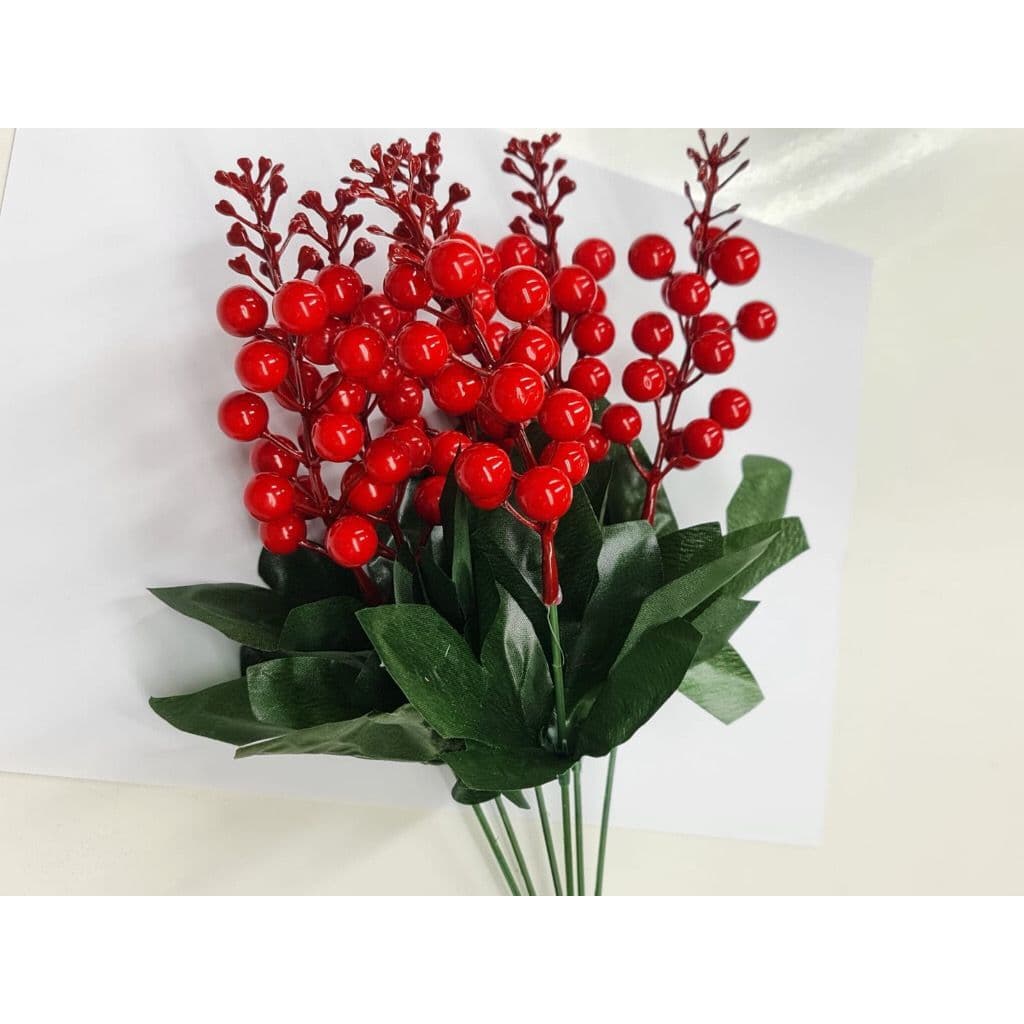 5 azevinho artificial de natal,holly berry vermelho natalino
