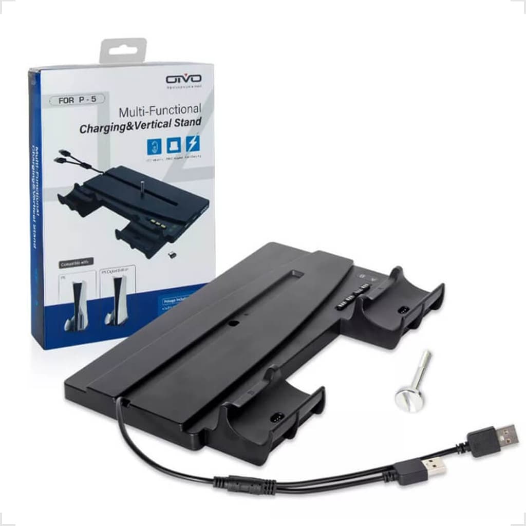 MultiFuncional Suporte Vertical Base E Carregador De Controle Duplo Com Led Para Playstation 5 Ps5