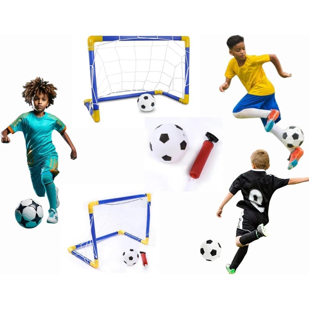 Trave de Futebol Infantil kit com Bola e Bomba –Mini Trave  Brinquedo Esportivo Educativo Azul