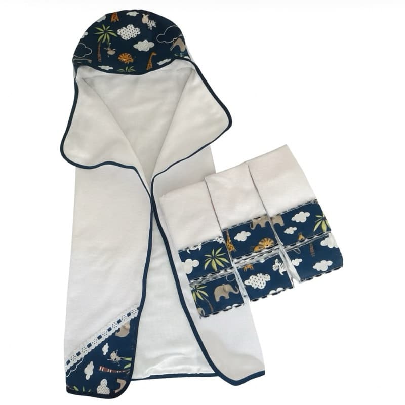 Kit Toalha De Banho forrada extra macia  + 06 Toalhinhas De Ombro varias estampas Menino Menina