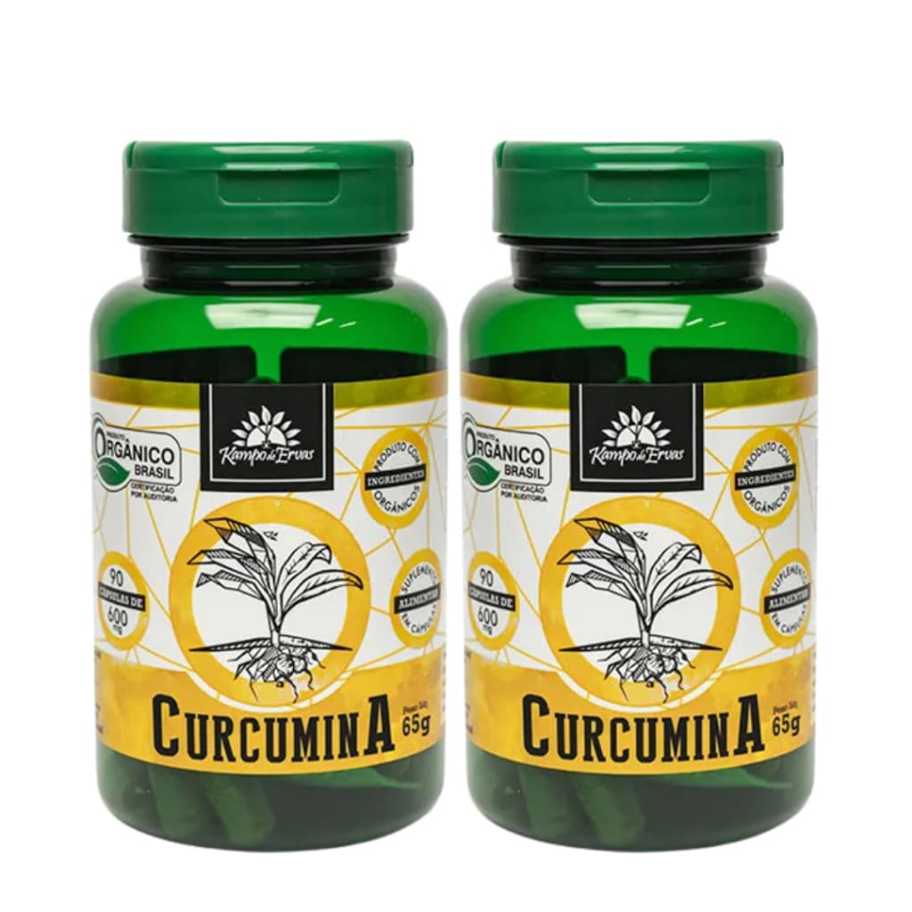 Kit 2 Curcumina Concentrado Cúrcuma Açafrão Orgânico c90 cáps 600mg Vegano Sem Gluten Kampo de Ervas