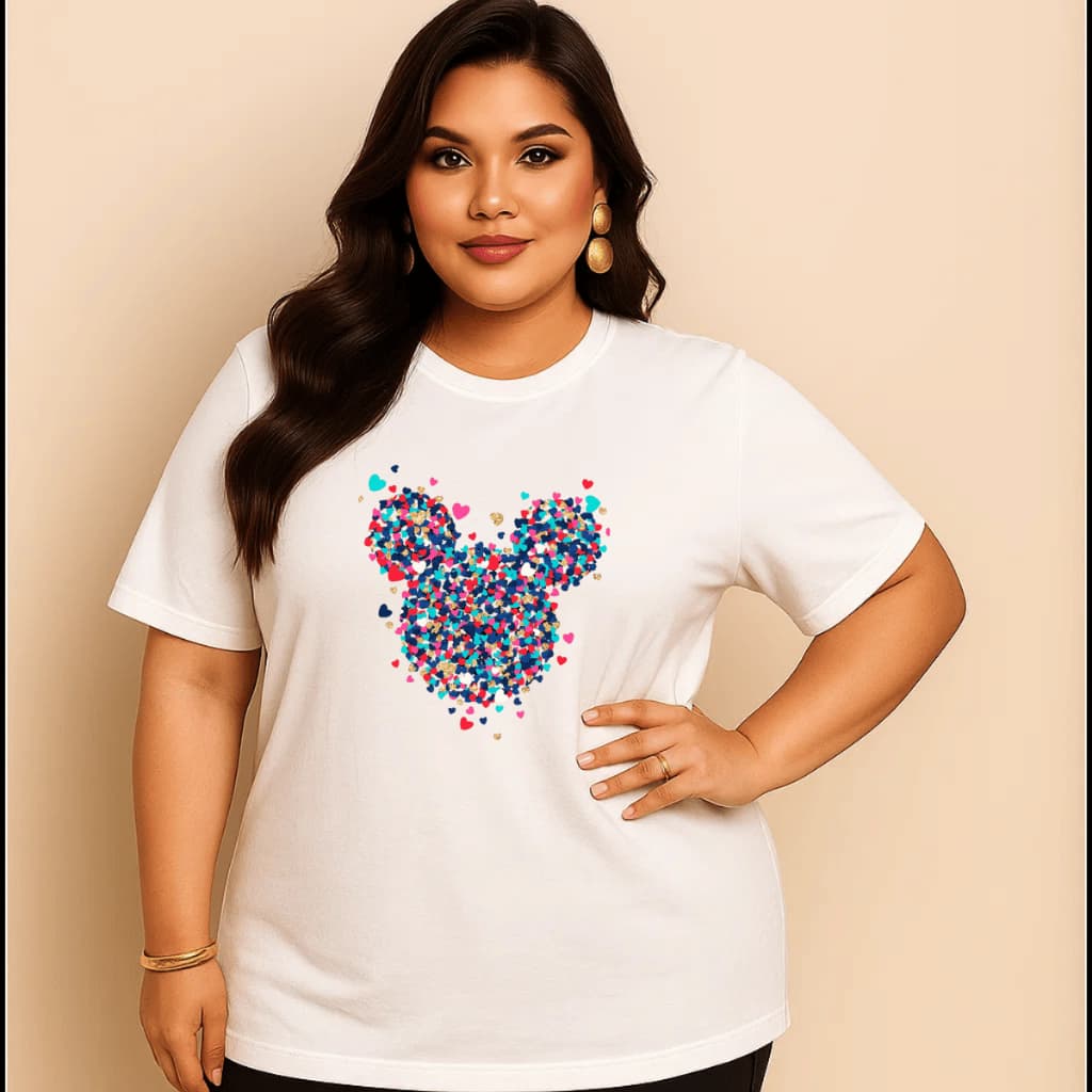 Camiseta Plus Size Feminina Estampada Do P Ao G5 Personagem Colorido Academia Treino 100% Algodão Premium Verão