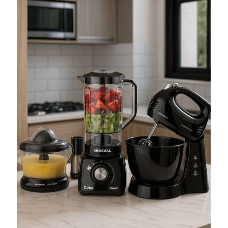 Kit KT-105-B Mondial com Liquidificador Batedeira 127V