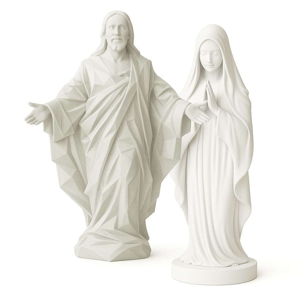 Kit Esculturas Jesus e nossa senhora Decoracao Religiosa Moderna Arte Elegante Presente de Fé