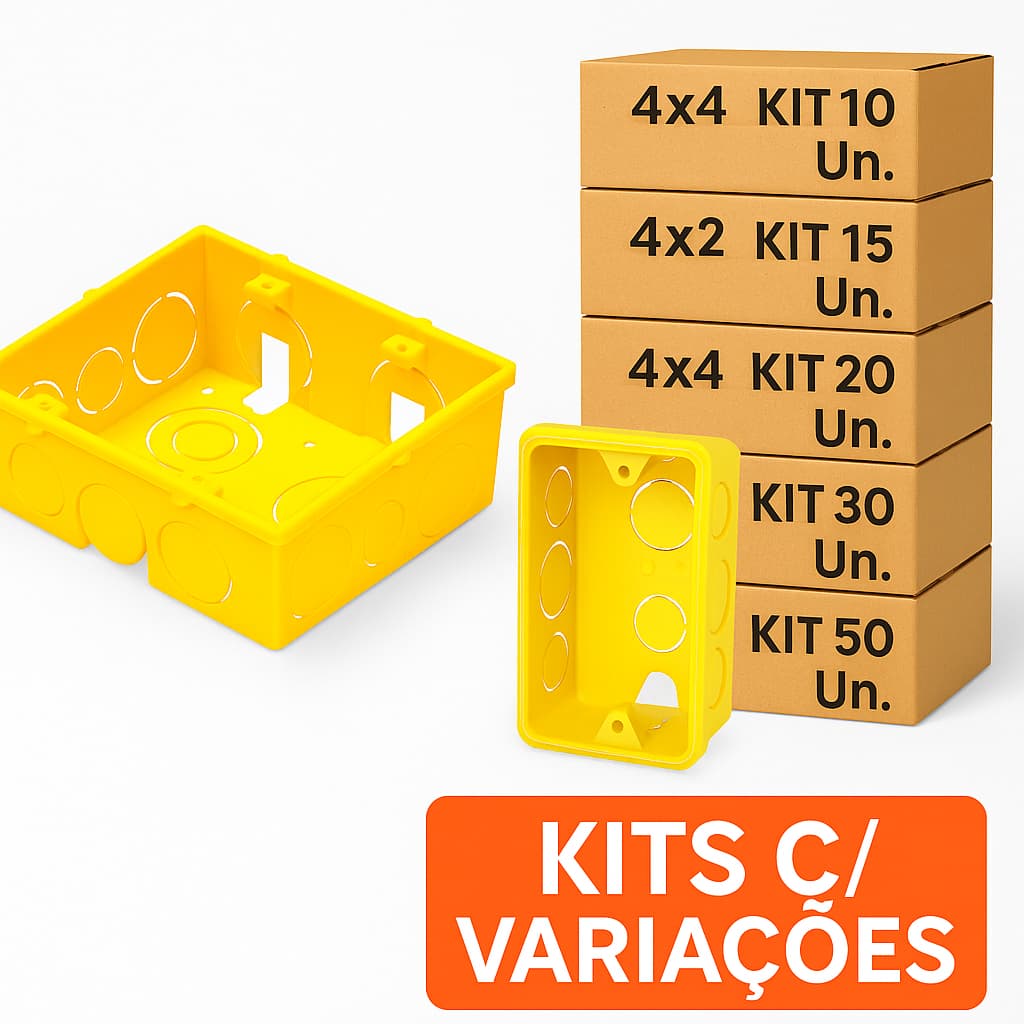Kit Caixinha Elétrica 4x2 e 4x4 Embutir Para Tomada e Interruptor | Caixa de Luz Instalação Elétrica Obra Construção