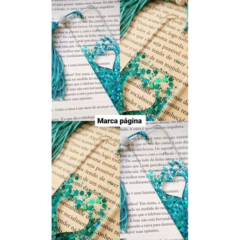 Marca-página coração vazado Personalizado em Resina Epóxi | Lembrancinha artesanal com flores e glitter