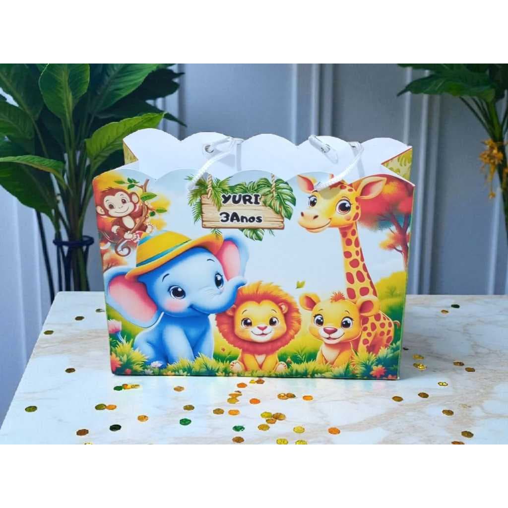Sacolinha Personalizada Safari - Festa de Aniversário - Lembrancinha (Envio Rápido)