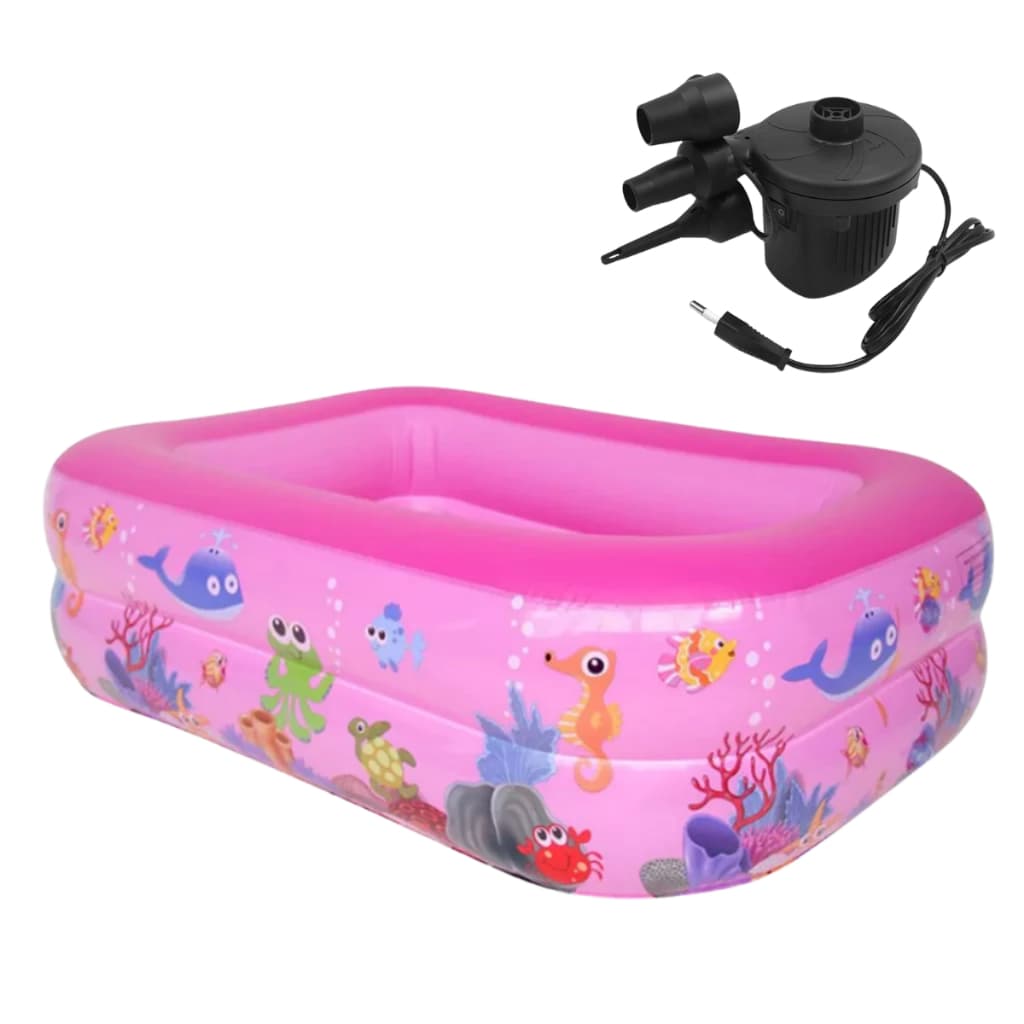 Piscina Inflável Retangular criancas PVC 120cm 150cm + Bomba  Elétrica Verão Crianças