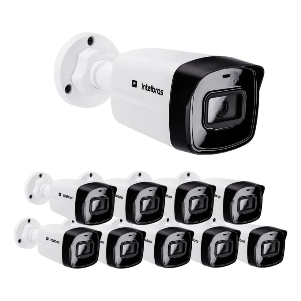Kit 10 Câmeras Ip 2 Megas 30m Poe Vipc 1230 B G2 Intelbras Branco